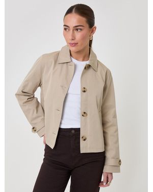 Threadbare Cropped Trench Coat - Natural