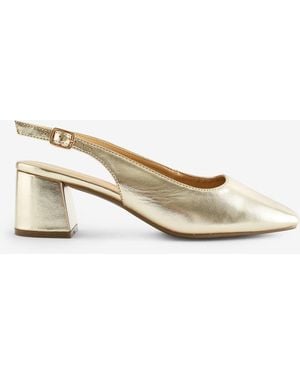 Simply Be Jd Williams Extra Wide Fit Flexi Sole Kitten Slingback Block Heel Shoes - Natural