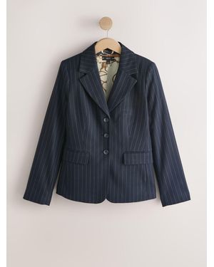 Next Pinstripe Sculpted Single Breasted Blazer - Blue
