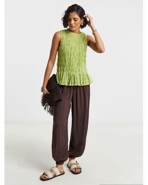 Simply Be Shirred Top - Green
