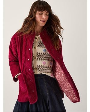 Monsoon Mandy Corduroy Quilted Jacket - Red