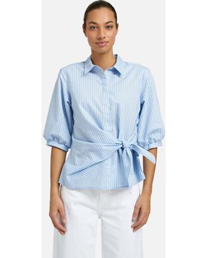 Smith & Soul Striped Cotton Shirt With Knot Tie - Blue