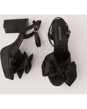 Monsoon Grace Bow Satin Platform Heels - Black