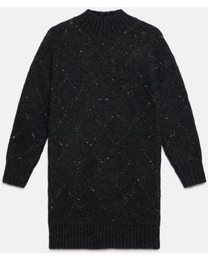 Mint Velvet Sequin Sweater Mini Dress - Black