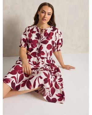Evans Floral Print Boho Maxi Dress - Red