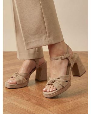 Jones Bootmaker Gloriana Block Heel Leather Buckled Sandals - Brown