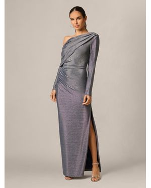 Adrianna Papell Adrianna Papell Metallic Knit Long Dress - Gray