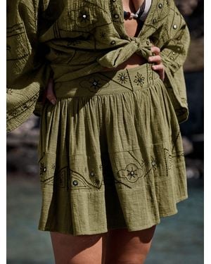 Next Embroidered Mirror Detail Rara Mini Skirt - Green