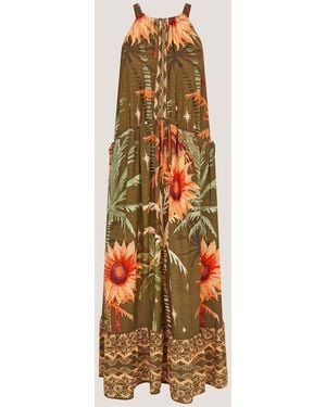 Monsoon Fallon Sleeveless Tropical Print Midi Dress - White