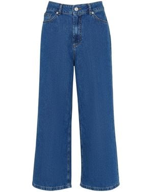 Whistles Wide Leg Cropped 100% Cotton Jeans - Blue