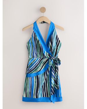 Next Halter Neck Scarf Mini Summer Dress - Blue
