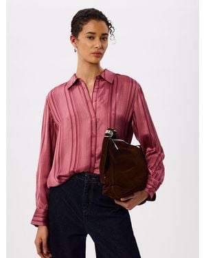 Whistles Satin Stripe Shirt - Red