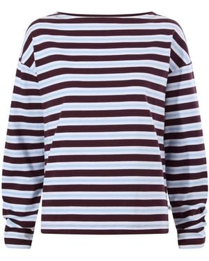 TOG24 Misty Supersoft Cotton Striped Boat Neck T-Shirt - White