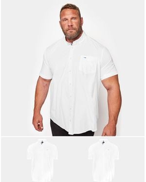 BadRhino Big & Tall 100% Cotton Short Sleeve Oxford Shirts 2 Pack - White