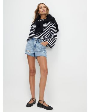 River Island Ripped Denim Shorts - Blue