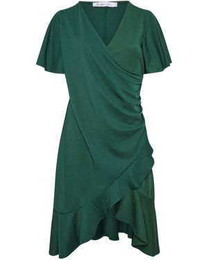 Yours Curve Angel Sleeve Gather Wrap Kleideu 46 (Uk 18) - Grün