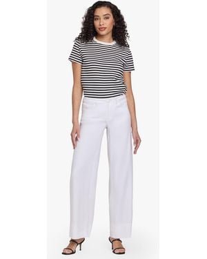 NYDJ High Rise 5 Pocket Wide Leg Stretch Linen Trousers - White