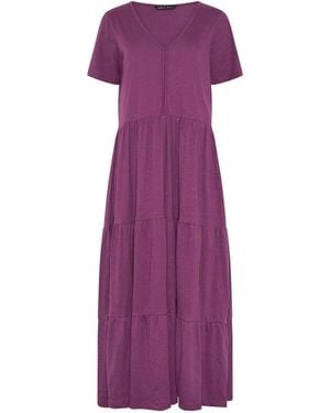 M Com Notch Neck Dress - Purple
