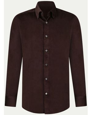Peckham Rye Micro Cord Button-Down Shirt - Brown