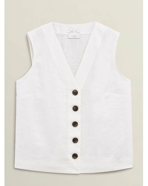 Hobbs Kaylee 100% Linen Top - White