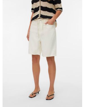 Vero Moda Mid Rise Denim Bermuda Shorts - White