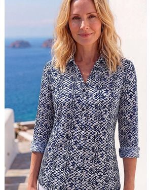 Roman Classic Abstract Print Shirt - Blue