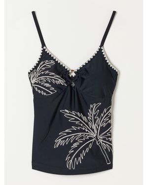 FatFace Fatface Cornelli Tankini Top - Black