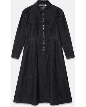 Mint Velvet Denim Midi Shirt Dress - Black