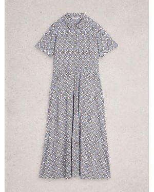 White Stuff Rua Jersey Shirt Dress - Blue