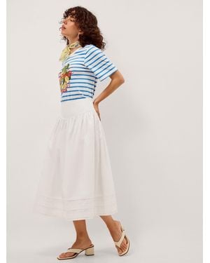 Monsoon Nicole Cotton Midi Skirt - White