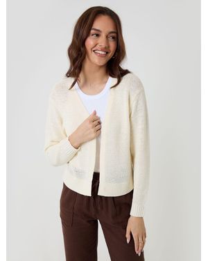 Threadbare Dropped Shoulder Open Cardigan - White