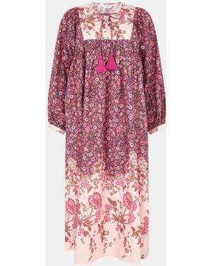 Accessorize Floral Print Long Sleeve Midi Dress - Pink