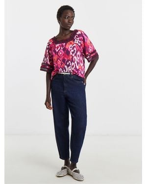 JD Williams Jd Williams Square Neck Broderie Sleeve Top - Pink