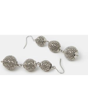 Accessorize Tone Triple Beaded Orb Drop Earrings - Metallic