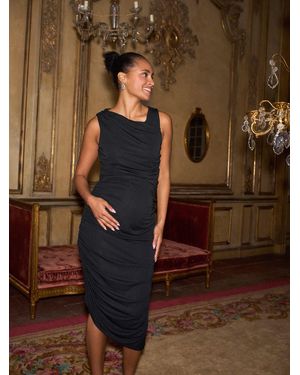 Seraphine Maternity & Nursing Asymmetric Bodycon Dress - Brown