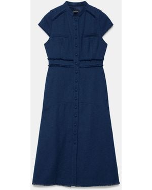 Mint Velvet Boucle Midi Dress - Blue