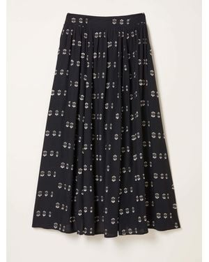 FatFace Fatface Willow Metallic Midi Skirt - Black