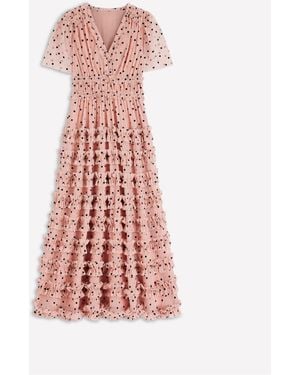 Boden V-Neck Ruffle Tulle Dress - Pink