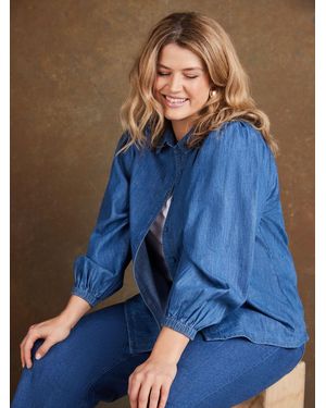 Live Unlimited Denim Button Through Shirt - Blue