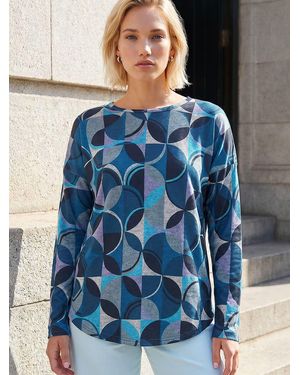 Roman Geo Print Snit Top - Blue