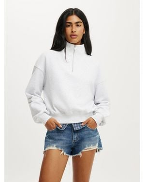 Cotton On Quarter Zip Sweatshirt - White