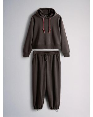 The Set Hoodie And Oversized Cuffed Joggers Co-Ord - Black