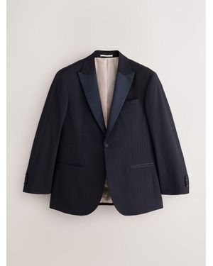 Next Loose Fit Sparkle Lurex Striped Shawl Tuxedo Suit Jacket - Blue
