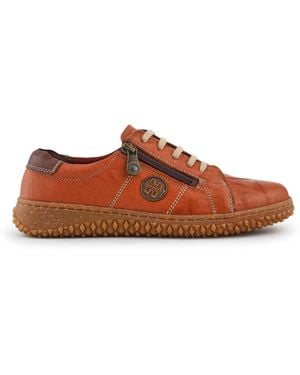 Pavers Tan Loretta By Leather Sneakers - Brown