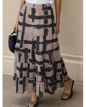 Religion Citrine Tiered Maxi Skirt - Brown