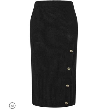 Yours Curve Limited Button Detail Knitted Skirt - Black