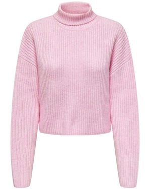 ONLY Cozy Roll Neck Knitted Sweater - Pink