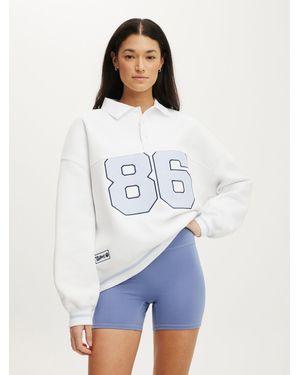 Cotton On Plush Oversized Rugby Sweatshirt - White