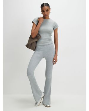River Island River Island High Waisted Rib Flare Leggings - White