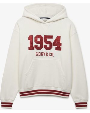 Superdry Satin Applique Hoodie - White